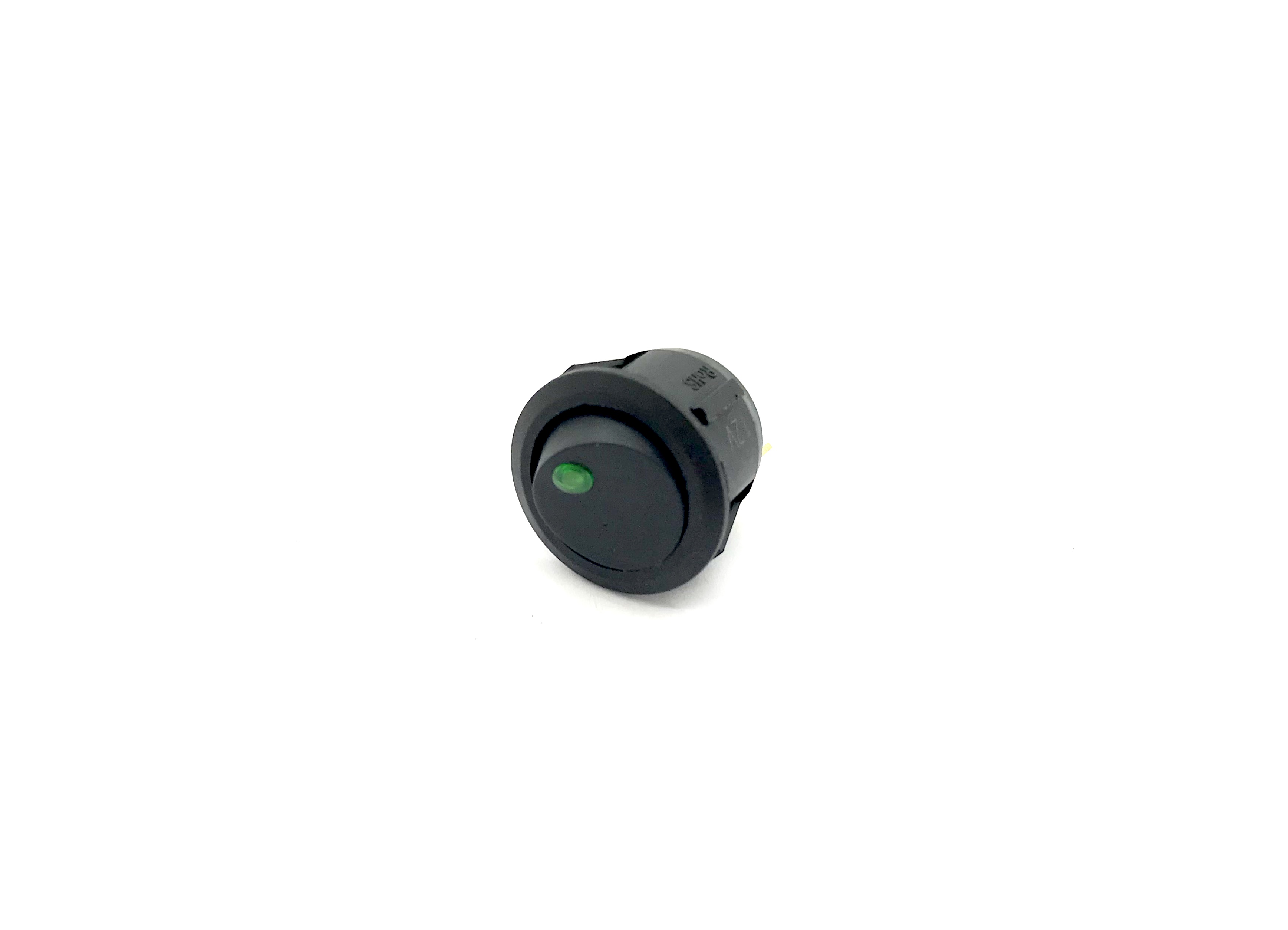 Переключатель тумблер 12V 16A (3c) ON-OFF круглый черный с зеленой LED